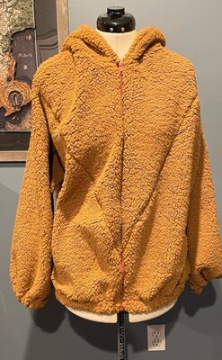 Teddy Bear Coat, Fuzzy Sherpa Jacket, Full Zipper and Large Hood - image1